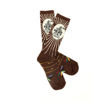 Load image into Gallery viewer, Lucky Chuck Fringe Brown Boot Socks
