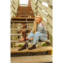 Load image into Gallery viewer, Lucky Chuck Fringe Brown Boot Socks